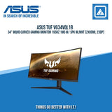ASUS TUF VG34VQL1B 34" WQHD CURVED GAMING MONITOR 165HZ 1MS W/ SPK WLMNT (2XHDMI, 2XDP)