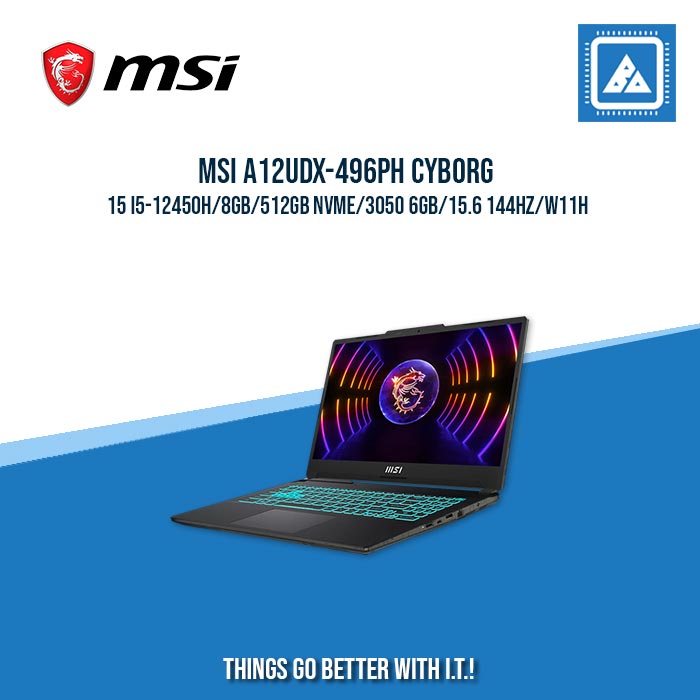 MSI A12UDX-496PH CYBORG 15 I5-12450H/8GB/512GB NVME/3050 6GB | BEST FOR GAMING AND AUTOCAD LAPTOP