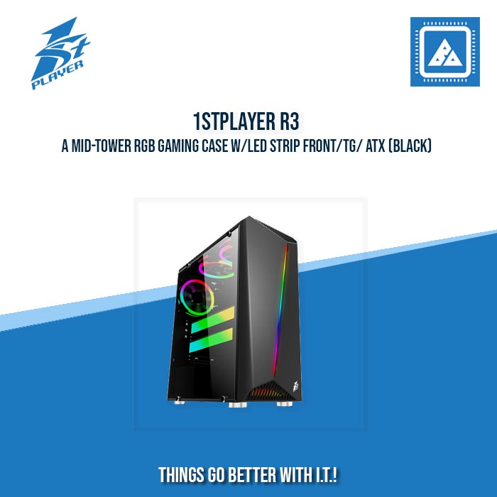 1STPLAYER R3-A MID-TOWER RGB GAMING CASE W/LED STRIP FRONT/TG/ ATX (BLACK)