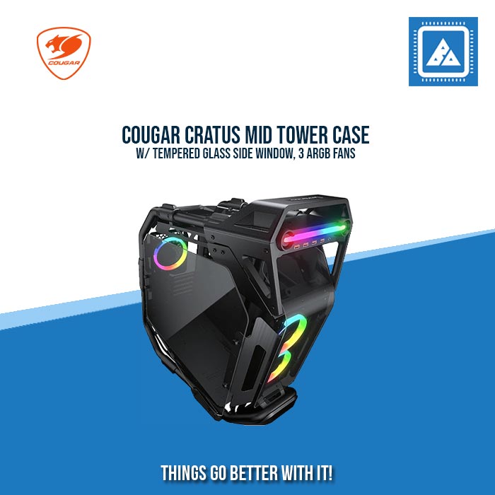 COUGAR CRATUS MID TOWER CASE W/ TEMPERED GLASS SIDE WINDOW, 3 ARGB FANS