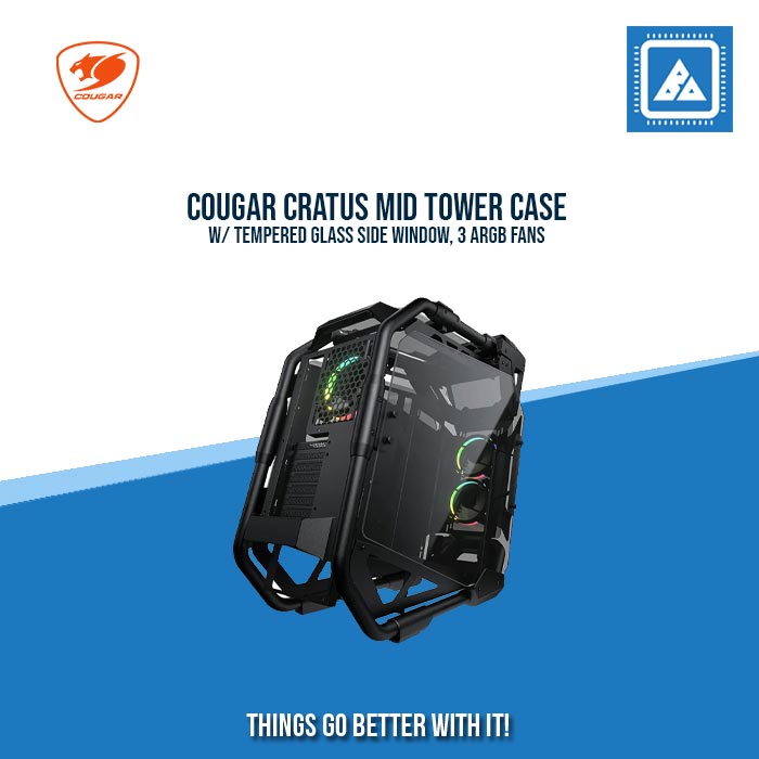 COUGAR CRATUS MID TOWER CASE W/ TEMPERED GLASS SIDE WINDOW, 3 ARGB FANS