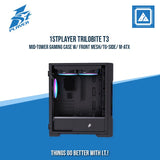 1STPLAYER TRILOBITE T3 MID-TOWER GAMING CASE W/ FRONT MESH/TG-SIDE/ M-ATX