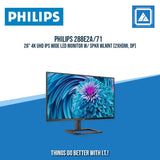 PHILIPS 288E2A/71 28" 4K UHD IPS WIDE LED MONITOR W/ SPKR WLMNT (2XHDMI, DP)
