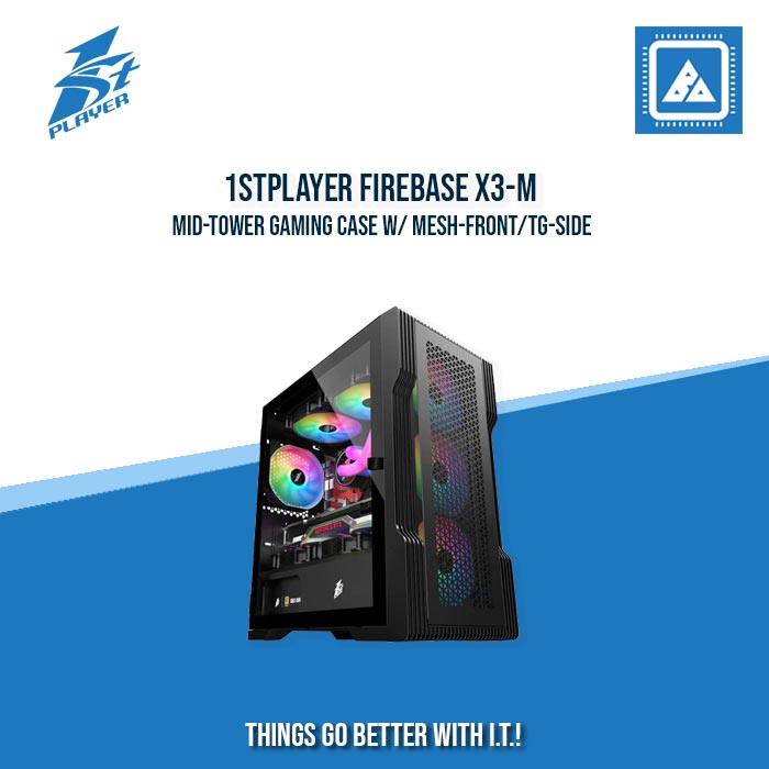 1STPLAYER FIREBASE X3-M MID-TOWER GAMING CASE W/ MESH-FRONT/TG-SIDE/ M-ATX