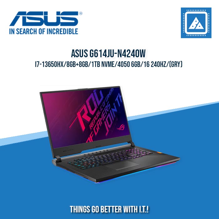ASUS G614JU-N4240W I7-13650HX/8GB+8GB/1TB NVME/4050 6GB | BEST FOR GAMING AND AUTOCAD LAPTOPS