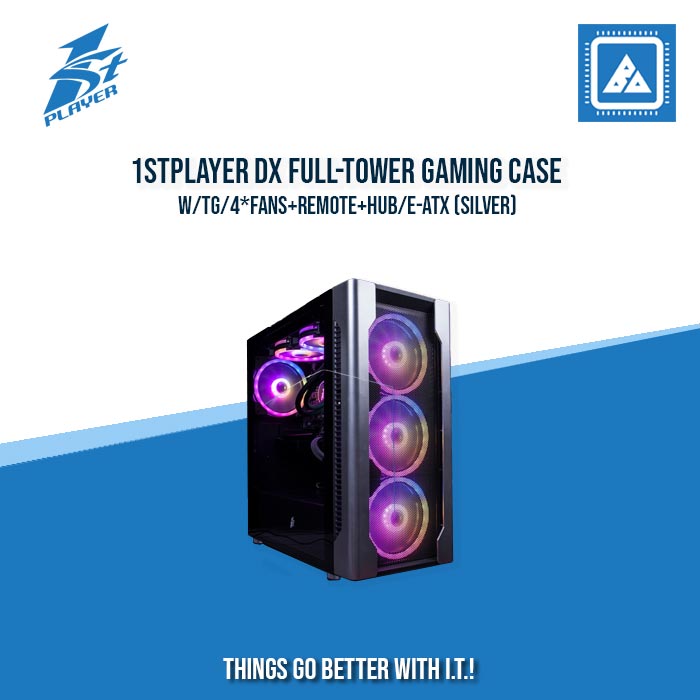 1STPLAYER DX FULL-TOWER GAMING CASE W/TG/4*FANS+REMOTE+HUB/E-ATX (SILVER)