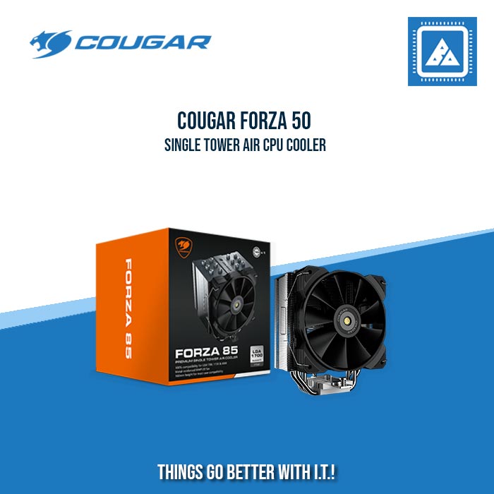 COUGAR FORZA 50 SINGLE TOWER AIR CPU COOLER W/1*MHP120 FAN /4-HEAT-PIPES/AMD+INTEL (BLACK)