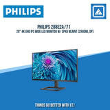 PHILIPS 288E2A/71 28" 4K UHD IPS WIDE LED MONITOR W/ SPKR WLMNT (2XHDMI, DP)