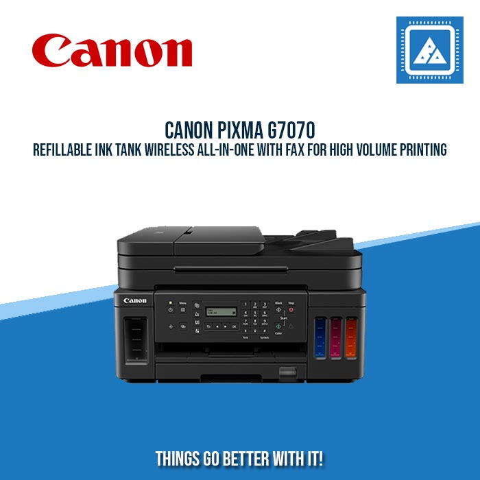 Canon PIXMA G7070 Refillable Ink Tank Wireless All-In-One with Fax for High Volume Printing