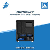1STPLAYER FIREBASE X2 MID-TOWER GAMING CASE W/ TG-PANEL/ M-ATX (BLACK)