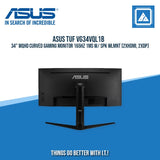 ASUS TUF VG34VQL1B 34" WQHD CURVED GAMING MONITOR 165HZ 1MS W/ SPK WLMNT (2XHDMI, 2XDP)