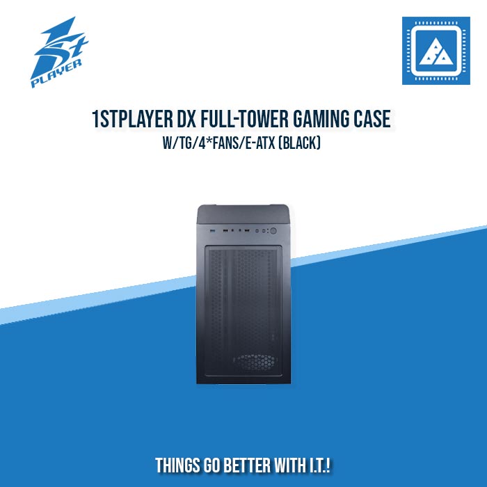 1STPLAYER DX FULL-TOWER GAMING CASE W/TG/4*FANS/E-ATX (BLACK)