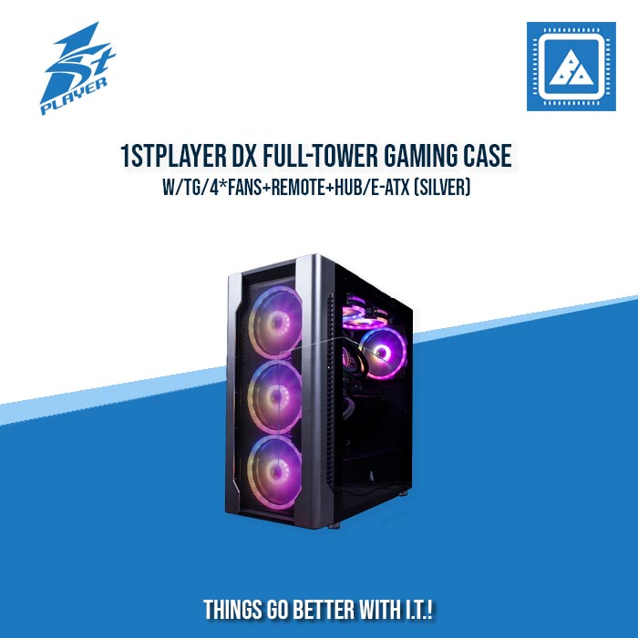 1STPLAYER DX FULL-TOWER GAMING CASE W/TG/4*FANS+REMOTE+HUB/E-ATX (SILVER)