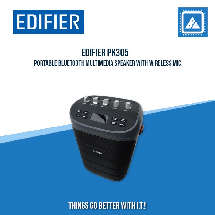 EDIFIER PK305 PORTABLE BLUETOOTH MULTIMEDIA SPEAKER WITH WIRELESS MIC, BUILT-IN BATTERY, AUX, AND USB.