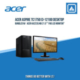 ACER ASPIRE TC1750 I3-12100 DESKTOP BUNDLED W/  ACER KA222Q HBI 21.5"" FHD LED MONITOR