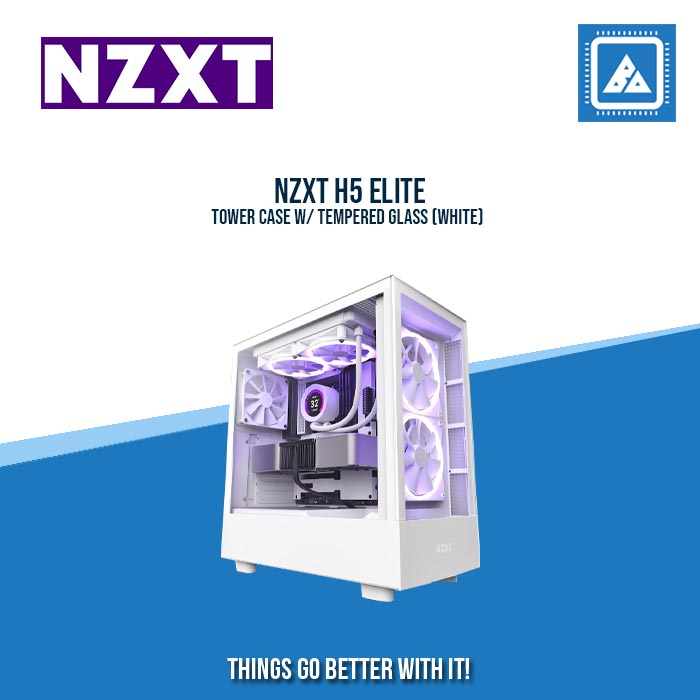 NZXT H5 ELITE MID TOWER CASE W/ TEMPERED GLASS (WHITE/BLACK)