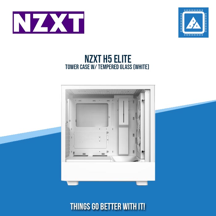 NZXT H5 ELITE MID TOWER CASE W/ TEMPERED GLASS (WHITE/BLACK)