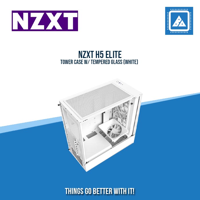 NZXT H5 ELITE MID TOWER CASE W/ TEMPERED GLASS (WHITE/BLACK)