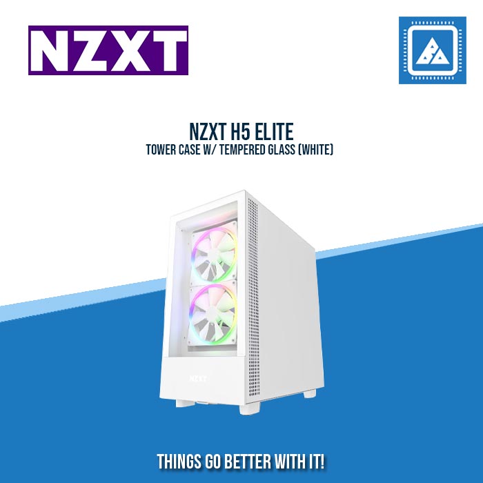 NZXT H5 ELITE MID TOWER CASE W/ TEMPERED GLASS (WHITE/BLACK)