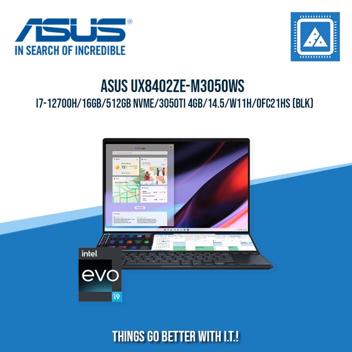 ASUS ZENBOOK PRO UX8402ZE-M3050WS I7-12700H/16GB/512GB NVME/3050TI 4GB | BEST FOR GAMING AND AUTOCAD LAPTOP