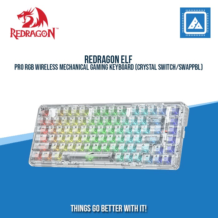 REDRAGON ELF PRO RGB WIRELESS MECHANICAL GAMING KEYBOARD (CRYSTAL SWITCH/SWAPPBL) CRYSTAL WHITE