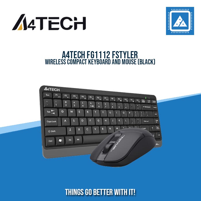 A4TECH FG1112 FSTYLER WIRELESS COMPACT KEYBOARD AND MOUSE (BLACK)