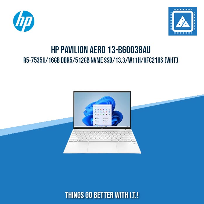 HP PAVILION AERO 13-BG0038AU R5-7535U/16GB DDR5/512GB NVME SSD | BEST FOR STUDENT AND FREELANCER LAPTOP