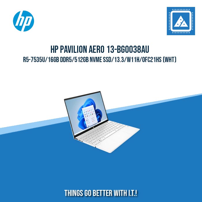 HP PAVILION AERO 13-BG0038AU R5-7535U/16GB DDR5/512GB NVME SSD | BEST FOR STUDENT AND FREELANCER LAPTOP