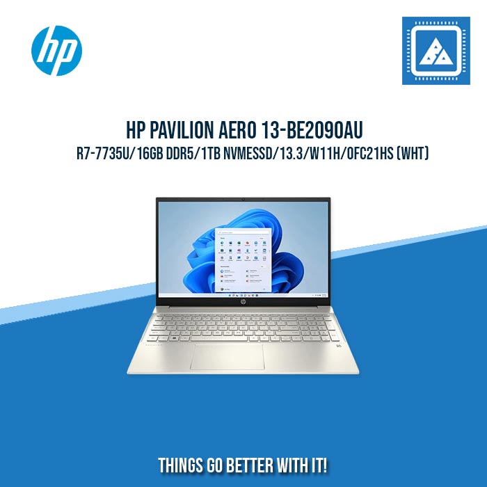 HP PAVILION AERO 13-BE2090AU R7-7735U/16GB DDR5/1TB | BEST FOR AUTOCAD AND GAMING LAPTOP