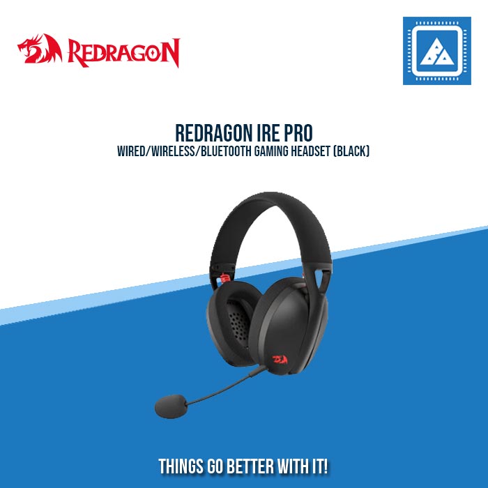 REDRAGON IRE PRO WIRED/WIRELESS/BLUETOOTH GAMING HEADSET (BLACK ...