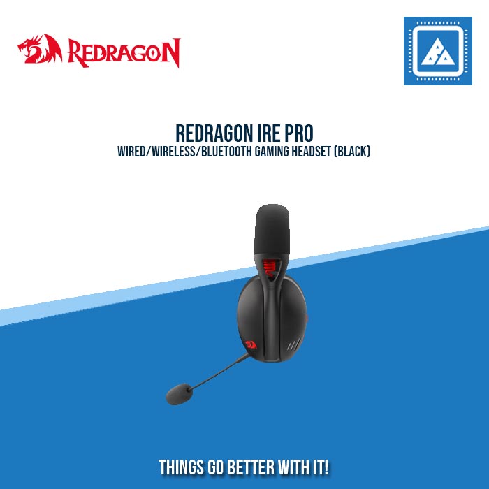 REDRAGON IRE PRO WIRED/WIRELESS/BLUETOOTH GAMING HEADSET (BLACK)