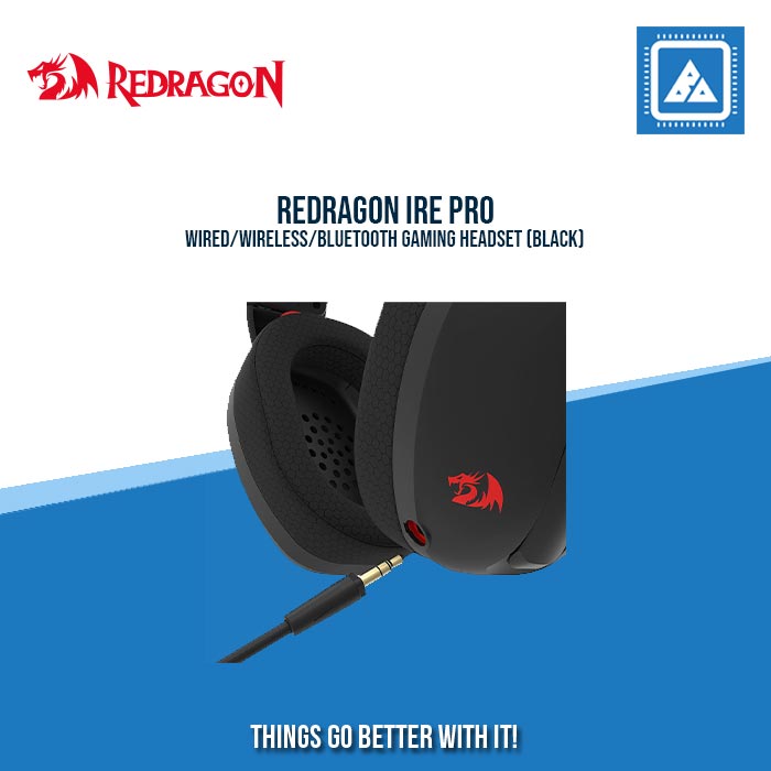REDRAGON IRE PRO WIRED/WIRELESS/BLUETOOTH GAMING HEADSET (BLACK)