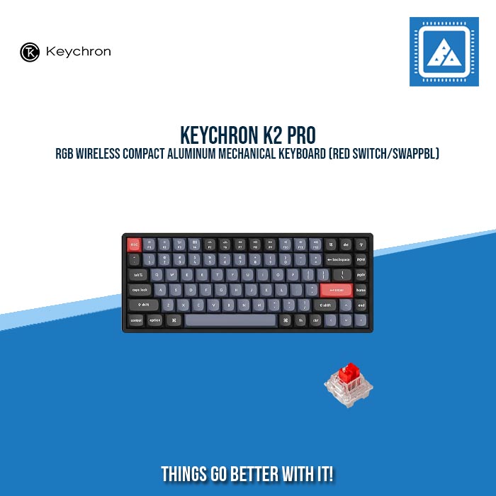 KEYCHRON K2 PRO RGB WIRELESS COMPACT MECHANICAL KEYBOARD (RED SWITCH/SWAPPBL)
