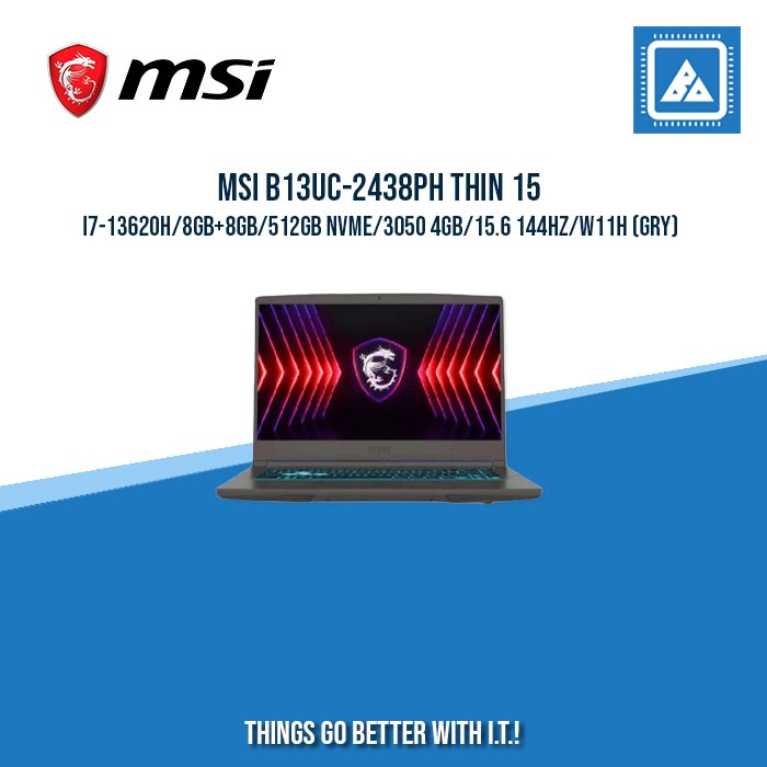 MSI B13UC-2438PH THIN 15 I7-13620H/8GB+8GB/512GB NVME/3050 4GB | BEST FOR AUTOCAD AND GAMING LAPTOP