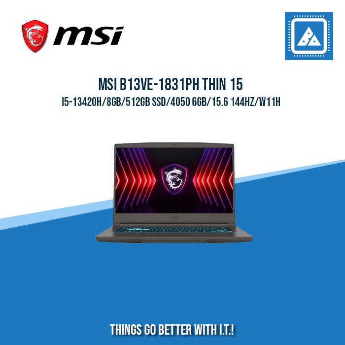 MSI B13VE-1831PH THIN 15 I5-13420H/8GB/512GB SSD/4050 6GB | BEST FOR GAMING AND AUTOCAD LAPTOP