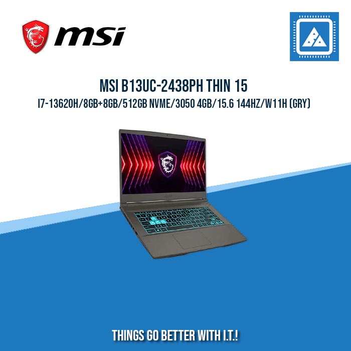 MSI B13UC-2438PH THIN 15 I7-13620H/8GB+8GB/512GB NVME/3050 4GB | BEST FOR AUTOCAD AND GAMING LAPTOP