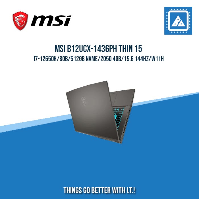 MSI B12UCX-1436PH THIN 15 I7-12650H/8GB/512GB NVME/2050 4GB | BEST FOR FREELANCER AND GAMING LAPTOP