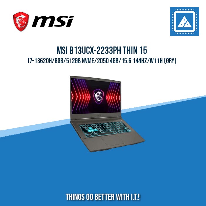 MSI B13UCX-2233PH THIN 15 I7-13620H/8GB/512GB NVME/2050 4GB | BEST FOR GAMING AND FREELANCER LAPTOP