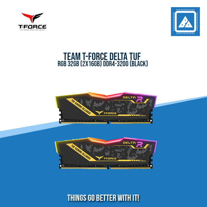 TEAM T-FORCE DELTA TUF RGB 32GB (2X16GB) DDR4-3200 (BLACK)