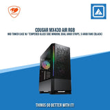 COUGAR MX430 AIR RGB MID TOWER CASE W/ TEMPERED GLASS SIDE WINDOW, DUAL ARGB STRIPS, 3 ARGB FANS (BLACK)
