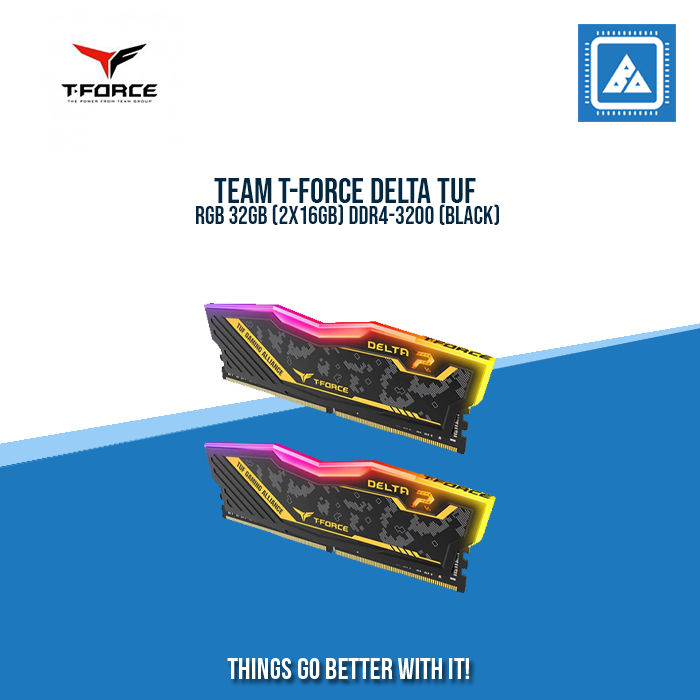 TEAM T-FORCE DELTA TUF RGB 32GB (2X16GB) DDR4-3200 (BLACK)