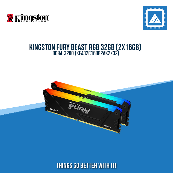 KINGSTON FURY BEAST RGB 32GB (2X16GB) DDR4-3200 (KF432C16BB2AK2/32)