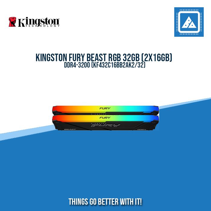 KINGSTON FURY BEAST RGB 32GB (2X16GB) DDR4-3200 (KF432C16BB2AK2/32)