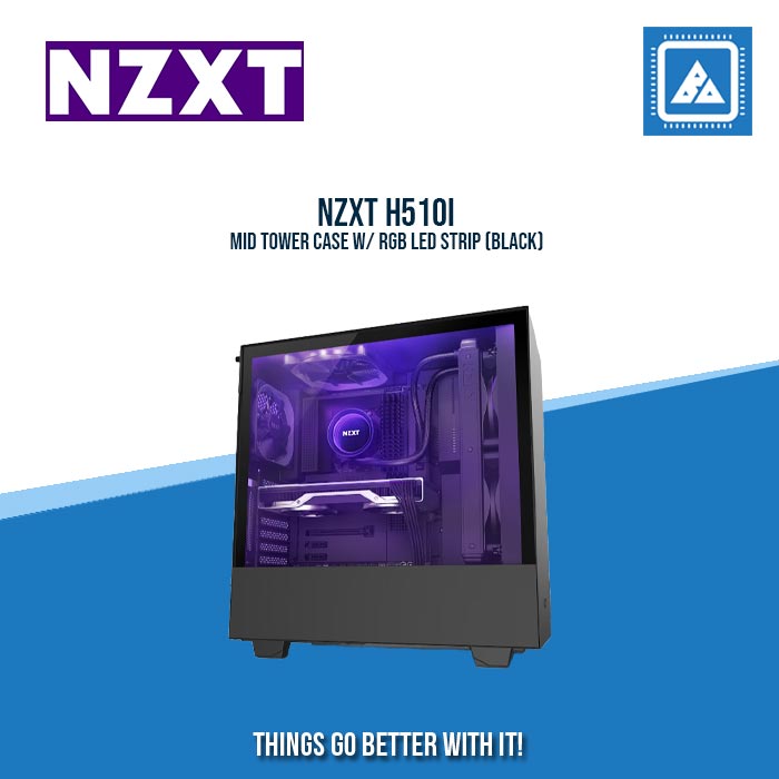 NZXT H510I MID TOWER CASE W/ RGB LED STRIP (BLACK)