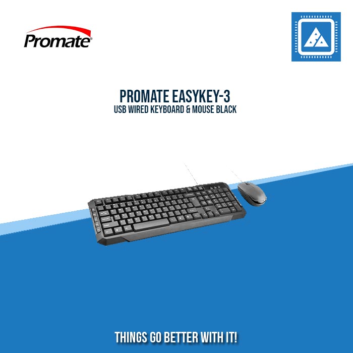 PROMATE EASYKEY-3 USB WIRED KEYBOARD & MOUSE BLACK