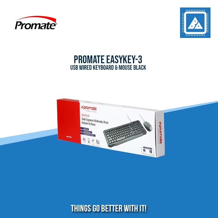 PROMATE EASYKEY-3 USB WIRED KEYBOARD & MOUSE BLACK