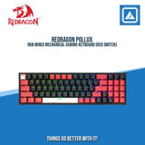 REDRAGON POLLUX RGB WIRED MECHANICAL GAMING KEYBOARD (RED SWITCH) BLACK RED WHITE