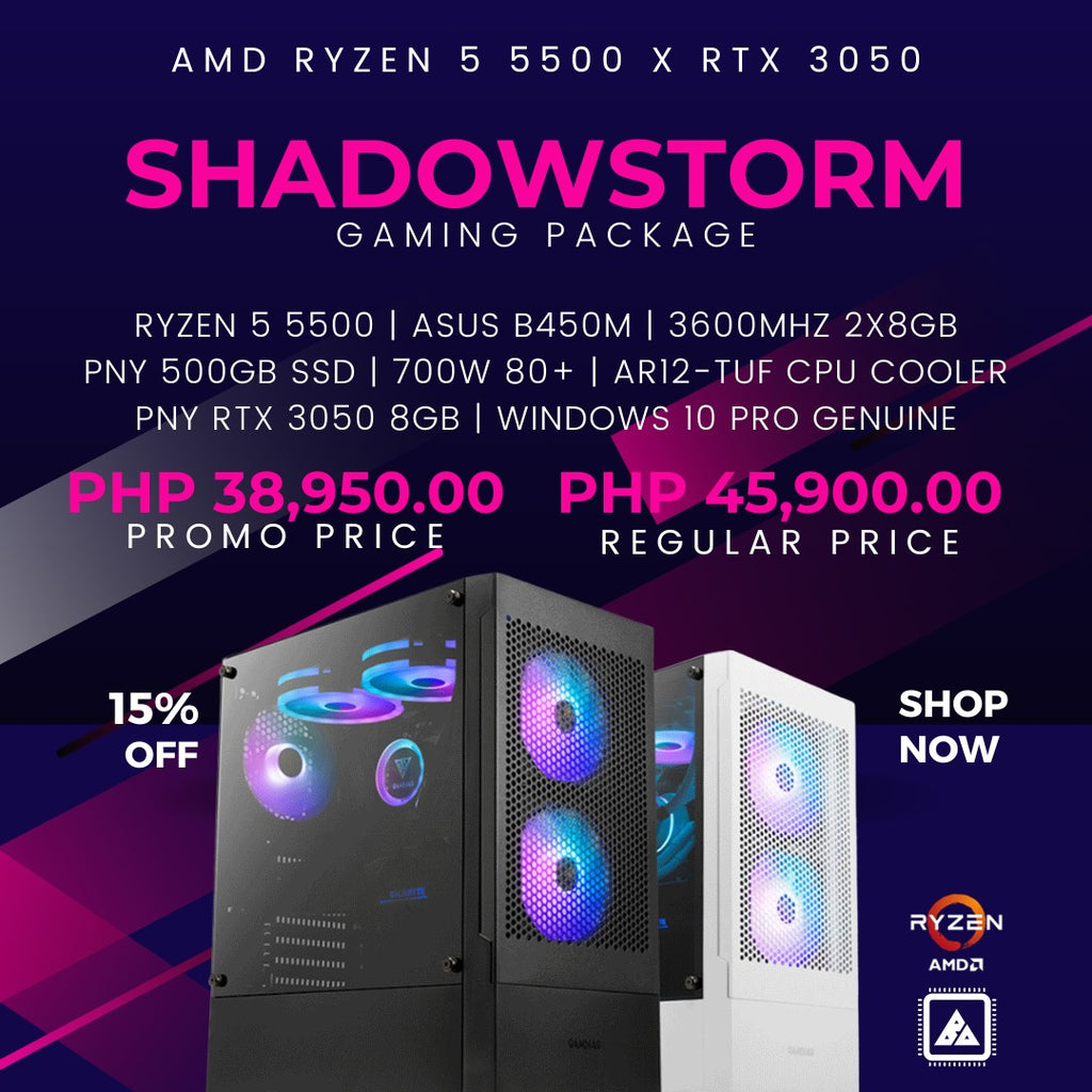 RYZEN 5 5500 SHADOWSTORM GAMING BUILD x RTX3050 x GAMDIAS