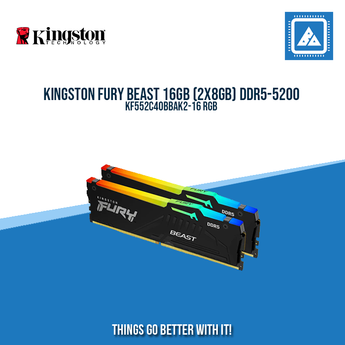 KINGSTON FURY BEAST RGB 16GB (2X8GB) DDR5-5200 KF552C40BBAK2-16