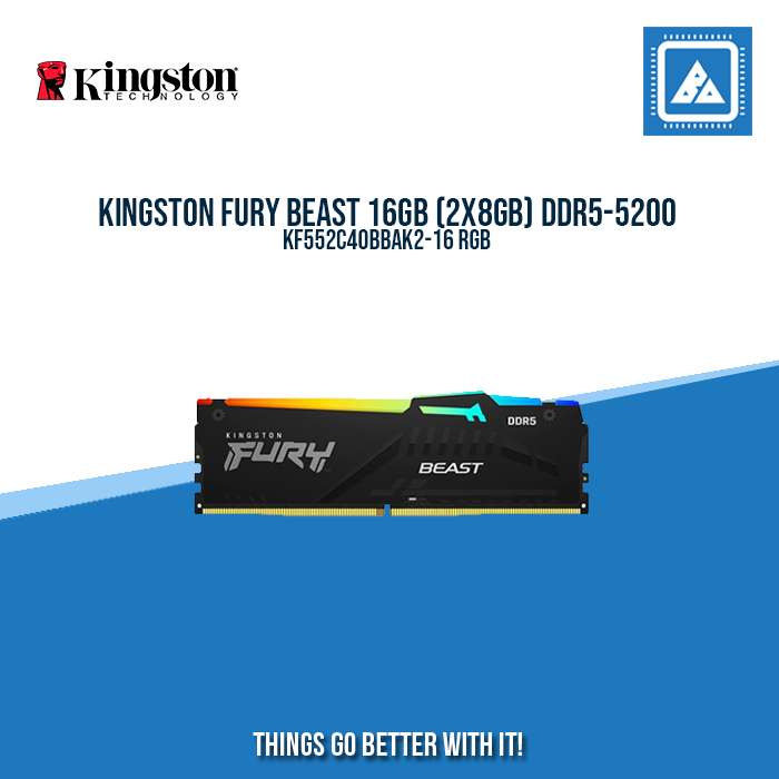 KINGSTON FURY BEAST RGB 16GB (2X8GB) DDR5-5200 KF552C40BBAK2-16